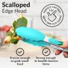 imageZulay 12 Inch Stainless Steel Tongs For Cooking  Scallop Head Edge Kitchen Tongs  Easy Grip BBQ Grill Tongs With Lock Mechanism  Heavy Duty Metal Tongs For Barbecue Cooking Frying and MoreSilver  Aqua Sky