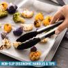 imageZulay 12 Inch Stainless Steel Tongs For Cooking  Scallop Head Edge Kitchen Tongs  Easy Grip BBQ Grill Tongs With Lock Mechanism  Heavy Duty Metal Tongs For Barbecue Cooking Frying and MoreSilver  Black
