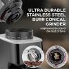 imageZulay Adjustable Espresso Grinder  AntiStatic Commercial Burr Coffee Grinder and 12oz Stainless Steel Milk Frothing Pitcher