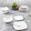 imageZulay Kitchen Luna Plates and Bowls Sets 16 Piece Modern Porcelain Dish Set for 4 Chip and Scratch Resistant Square Dinnerware Set Microwave and Dishwasher Safe Pearl White18 Piece  Service for 6