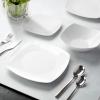 imageZulay Kitchen Luna Plates and Bowls Sets 16 Piece Modern Porcelain Dish Set for 4 Chip and Scratch Resistant Square Dinnerware Set Microwave and Dishwasher Safe Pearl White16 Piece  Service for 4