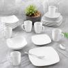 imageZulay Kitchen Luna Plates and Bowls Sets 16 Piece Modern Porcelain Dish Set for 4 Chip and Scratch Resistant Square Dinnerware Set Microwave and Dishwasher Safe Pearl White24 Piece  Service for 6