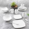 imageZulay Kitchen Luna Plates and Bowls Sets 16 Piece Modern Porcelain Dish Set for 4 Chip and Scratch Resistant Square Dinnerware Set Microwave and Dishwasher Safe Pearl White16 Piece  Service for 4