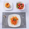 imageZulay Kitchen Luna Plates and Bowls Sets 16 Piece Modern Porcelain Dish Set for 4 Chip and Scratch Resistant Square Dinnerware Set Microwave and Dishwasher Safe Pearl White18 Piece  Service for 6