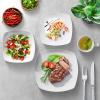 imageZulay Kitchen Luna Plates and Bowls Sets 16 Piece Modern Porcelain Dish Set for 4 Chip and Scratch Resistant Square Dinnerware Set Microwave and Dishwasher Safe Pearl White12 Piece  Service for 4