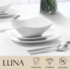 imageZulay Kitchen Luna Plates and Bowls Sets 16 Piece Modern Porcelain Dish Set for 4 Chip and Scratch Resistant Square Dinnerware Set Microwave and Dishwasher Safe Pearl White16 Piece  Service for 4