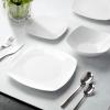 imageZulay Kitchen Luna Plates and Bowls Sets 16 Piece Modern Porcelain Dish Set for 4 Chip and Scratch Resistant Square Dinnerware Set Microwave and Dishwasher Safe Pearl White12 Piece  Service for 4
