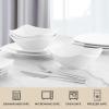 imageZulay Kitchen Luna Plates and Bowls Sets 16 Piece Modern Porcelain Dish Set for 4 Chip and Scratch Resistant Square Dinnerware Set Microwave and Dishwasher Safe Pearl White12 Piece  Service for 4