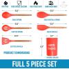 imageZulay Kitchen NonStick Silicone Utensils Set 5Piece with Authentic Acacia Wood Handles ampamp Utensil Holder  Silicone Cooking Utensils Set  Silicone Spatula Set  Spatula Silicone Cooking Set