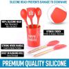 imageZulay Kitchen NonStick Silicone Utensils Set 5Piece with Authentic Acacia Wood Handles ampamp Utensil Holder  Silicone Cooking Utensils Set  Silicone Spatula Set  Spatula Silicone Cooking Set