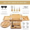 imageZulay Kitchen Premium Bamboo Cheese Board Set  Extra Thick Bamboo Charcuterie Board Set with 4 Piece Knife Set  Wooden Cheese Board is Perfect for Charcuterie Wine and Cheese Party SetLuxe Set