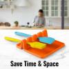 imageZulay Kitchen Silicone Utensil Rest with Drip Pad for Multiple Utensils  BPAFree HeatResistant Spoon Rest ampamp Spoon Holder for Stove Top  Kitchen Utensil Holder for Ladles ampamp Tongs  SerenityOrange