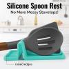 imageZulay Kitchen Silicone Utensil Rest with Drip Pad for Multiple Utensils  BPAFree HeatResistant Spoon Rest ampamp Spoon Holder for Stove Top  Kitchen Utensil Holder for Ladles ampamp Tongs  SerenityAqua Blue