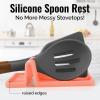 imageZulay Kitchen Silicone Utensil Rest with Drip Pad for Multiple Utensils  BPAFree HeatResistant Spoon Rest ampamp Spoon Holder for Stove Top  Kitchen Utensil Holder for Ladles ampamp Tongs  SerenityPeach