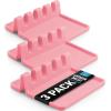 imageZulay Kitchen Silicone Utensil Rest with Drip Pad for Multiple Utensils  BPAFree HeatResistant Spoon Rest ampamp Spoon Holder for Stove Top  Kitchen Utensil Holder for Ladles ampamp Tongs  SerenityPink