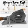 imageZulay Kitchen Silicone Utensil Rest with Drip Pad for Multiple Utensils  BPAFree HeatResistant Spoon Rest ampamp Spoon Holder for Stove Top  Kitchen Utensil Holder for Ladles ampamp Tongs  SerenityGray