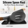 imageZulay Kitchen Silicone Utensil Rest with Drip Pad for Multiple Utensils  BPAFree HeatResistant Spoon Rest ampamp Spoon Holder for Stove Top  Kitchen Utensil Holder for Ladles ampamp Tongs  SerenityNight Black