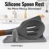 imageZulay Kitchen Silicone Utensil Rest with Drip Pad for Multiple Utensils  BPAFree HeatResistant Spoon Rest ampamp Spoon Holder for Stove Top  Kitchen Utensil Holder for Ladles ampamp Tongs  SerenityGray