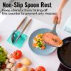 imageZulay Kitchen Silicone Utensil Rest with Drip Pad for Multiple Utensils  BPAFree HeatResistant Spoon Rest ampamp Spoon Holder for Stove Top  Kitchen Utensil Holder for Ladles ampamp Tongs  SerenityAqua Blue