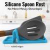 imageZulay Kitchen Silicone Utensil Rest with Drip Pad for Multiple Utensils  BPAFree HeatResistant Spoon Rest ampamp Spoon Holder for Stove Top  Kitchen Utensil Holder for Ladles ampamp Tongs  SerenityBlue