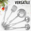 imageZulay Kitchen Stainless Steel Cooking Utensil  Stainless Steel Kitchen Utensil  Durable Kitchen Gadgets  Metal Kitchen Accessories  Easy to Clean Kitchen Tools  5 Piece Set5 Piece Set