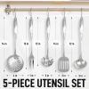 imageZulay Kitchen Stainless Steel Cooking Utensil  Stainless Steel Kitchen Utensil  Durable Kitchen Gadgets  Metal Kitchen Accessories  Easy to Clean Kitchen Tools  5 Piece Set5 Piece Set