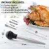 imageZulay Kitchen Stainless Steel Turkey Baster for Cooking  Food Grade Metal Turkey Baster Syringe ampamp Silicone Suction Bulb  Turkey Baster Large Size  Includes 2 Detachable Needles and Cleaning BrushStainless Steel