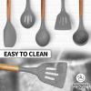 imageZulay Kitchen Utensils Set NonStick Silicone Cooking Utensils Set with Authentic Acacia Wood Handles  5 Piece Silicone Utensil Set  Silicone Kitchen Utensils Set with 464F Heat Resistance  BlueElegent Grey