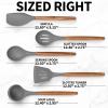 imageZulay Kitchen Utensils Set NonStick Silicone Cooking Utensils Set with Authentic Acacia Wood Handles  5 Piece Silicone Utensil Set  Silicone Kitchen Utensils Set with 464F Heat Resistance  BlueElegent Grey