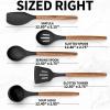 imageZulay Kitchen Utensils Set NonStick Silicone Cooking Utensils Set with Authentic Acacia Wood Handles  5 Piece Silicone Utensil Set  Silicone Kitchen Utensils Set with 464F Heat Resistance  BlueBlack