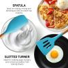 imageZulay Kitchen Utensils Set NonStick Silicone Cooking Utensils Set with Authentic Acacia Wood Handles  5 Piece Silicone Utensil Set  Silicone Kitchen Utensils Set with 464F Heat Resistance  BlueBlue