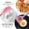 imageZulay Kitchen Utensils Set NonStick Silicone Cooking Utensils Set with Authentic Acacia Wood Handles  5 Piece Silicone Utensil Set  Silicone Kitchen Utensils Set with 464F Heat Resistance  BluePink