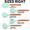 imageZulay Kitchen Utensils Set NonStick Silicone Cooking Utensils Set with Authentic Acacia Wood Handles  5 Piece Silicone Utensil Set  Silicone Kitchen Utensils Set with 464F Heat Resistance  BlueSky Aqua