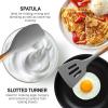 imageZulay Kitchen Utensils Set NonStick Silicone Cooking Utensils Set with Authentic Acacia Wood Handles  5 Piece Silicone Utensil Set  Silicone Kitchen Utensils Set with 464F Heat Resistance  BlueElegent Grey