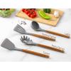 imageZulay Kitchen Utensils Set NonStick Silicone Cooking Utensils Set with Authentic Acacia Wood Handles  5 Piece Silicone Utensil Set  Silicone Kitchen Utensils Set with 464F Heat Resistance  BlueElegent Grey