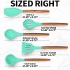 imageZulay Kitchen Utensils Set NonStick Silicone Cooking Utensils Set with Authentic Acacia Wood Handles  5 Piece Silicone Utensil Set  Silicone Kitchen Utensils Set with 464F Heat Resistance  BlueMint