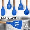 imageZulay Kitchen Utensils Set NonStick Silicone Cooking Utensils Set with Authentic Acacia Wood Handles  5 Piece Silicone Utensil Set  Silicone Kitchen Utensils Set with 464F Heat Resistance  BlueRoyal Blue
