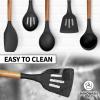 imageZulay Kitchen Utensils Set NonStick Silicone Cooking Utensils Set with Authentic Acacia Wood Handles  5 Piece Silicone Utensil Set  Silicone Kitchen Utensils Set with 464F Heat Resistance  BlueBlack