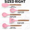 imageZulay Kitchen Utensils Set NonStick Silicone Cooking Utensils Set with Authentic Acacia Wood Handles  5 Piece Silicone Utensil Set  Silicone Kitchen Utensils Set with 464F Heat Resistance  BluePink