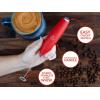 imageZulay Powerful Red Milk Frother for Coffee with Upgraded Titanium  Handheld Frother Electric Whisk Mini Mixer with Silver Original Heavy Duty Frother Stand Ideal For Handheld Frothers