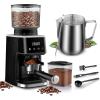 imageZulay Adjustable Espresso Grinder  AntiStatic Commercial Burr Coffee Grinder and 12oz Stainless Steel Milk Frothing Pitcher