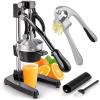 imageZulay CastIron Orange Juice Squeezer Professional Citrus Juicer and Garlic Press with Soft Easy to Squeeze Handle  Includes Silicone Garlic Peeler ampamp Cleaning Brush
