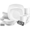 imageZulay Kitchen Luna Plates and Bowls Sets 16 Piece Modern Porcelain Dish Set for 4 Chip and Scratch Resistant Square Dinnerware Set Microwave and Dishwasher Safe Pearl White16 Piece  Service for 4