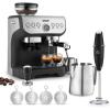 imageZulay Kitchen Magia Manual Espresso Machine with Grinder and Extra Large 2L Removable Water Tank and Milk Frother with Complete Set
