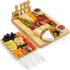 imageZulay Kitchen Premium Bamboo Cheese Board Set  Extra Thick Bamboo Charcuterie Board Set with 4 Piece Knife Set  Wooden Cheese Board is Perfect for Charcuterie Wine and Cheese Party SetPlatter Set