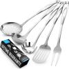imageZulay Kitchen Stainless Steel Cooking Utensil  Stainless Steel Kitchen Utensil  Durable Kitchen Gadgets  Metal Kitchen Accessories  Easy to Clean Kitchen Tools  5 Piece Set5 Piece Set