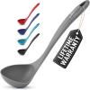 imageZulay Soup Ladle Spoon with Comfortable Grip  Cooking and Serving Spoon for Soup Chili Gravy Salad Dressing ampamp Pancake Batter  Large Nylon Scoop ampamp Ladle Spoon Great for Canning and PouringCool Gray