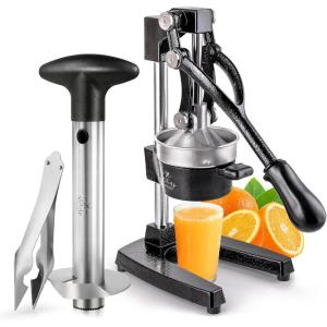 imageZulay CastIron Orange Juice Squeezer Professional Citrus Juicer with Pineapple Cutter and Corer with Triple Reinforced Stainless Steel  EasytoUse Pineapple Corer with Thicker Blade