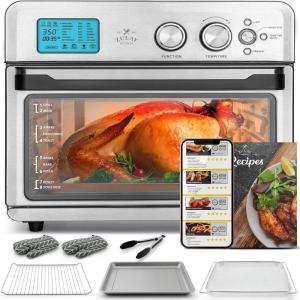imageZulay Kitchen Large Countertop Air Fryer  Stainless Steel Vegetable Toaster
