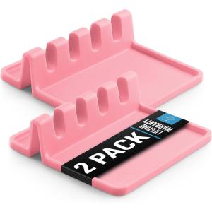 imageZulay Kitchen Silicone Utensil Rest with Drip Pad for Multiple Utensils  BPAFree HeatResistant Spoon Rest ampamp Spoon Holder for Stove Top  Kitchen Utensil Holder for Ladles ampamp Tongs  SerenityPink